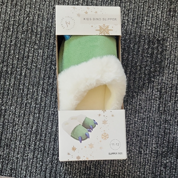 Other - Dino Slippers - Green and White- Kids Sz 11-12